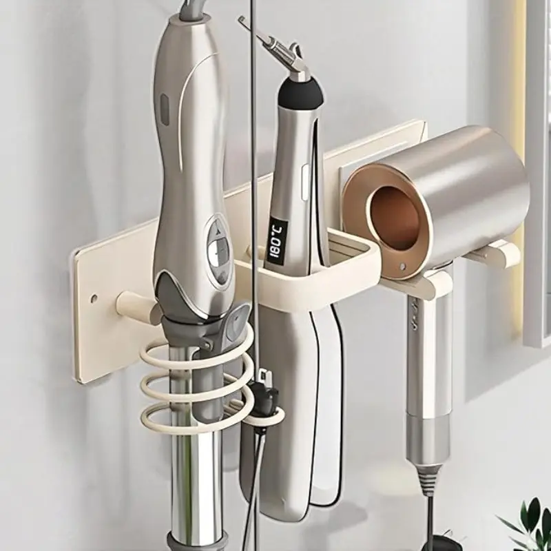 Wall-Mounted Hair Dryer Holder, Durable Aluminum, Large Capacity, Suitable for Curlers, Straighteners, Bathroom Organizer, Bathroom Accessory, Bathroom Organizing Accessories, Holiday Gift