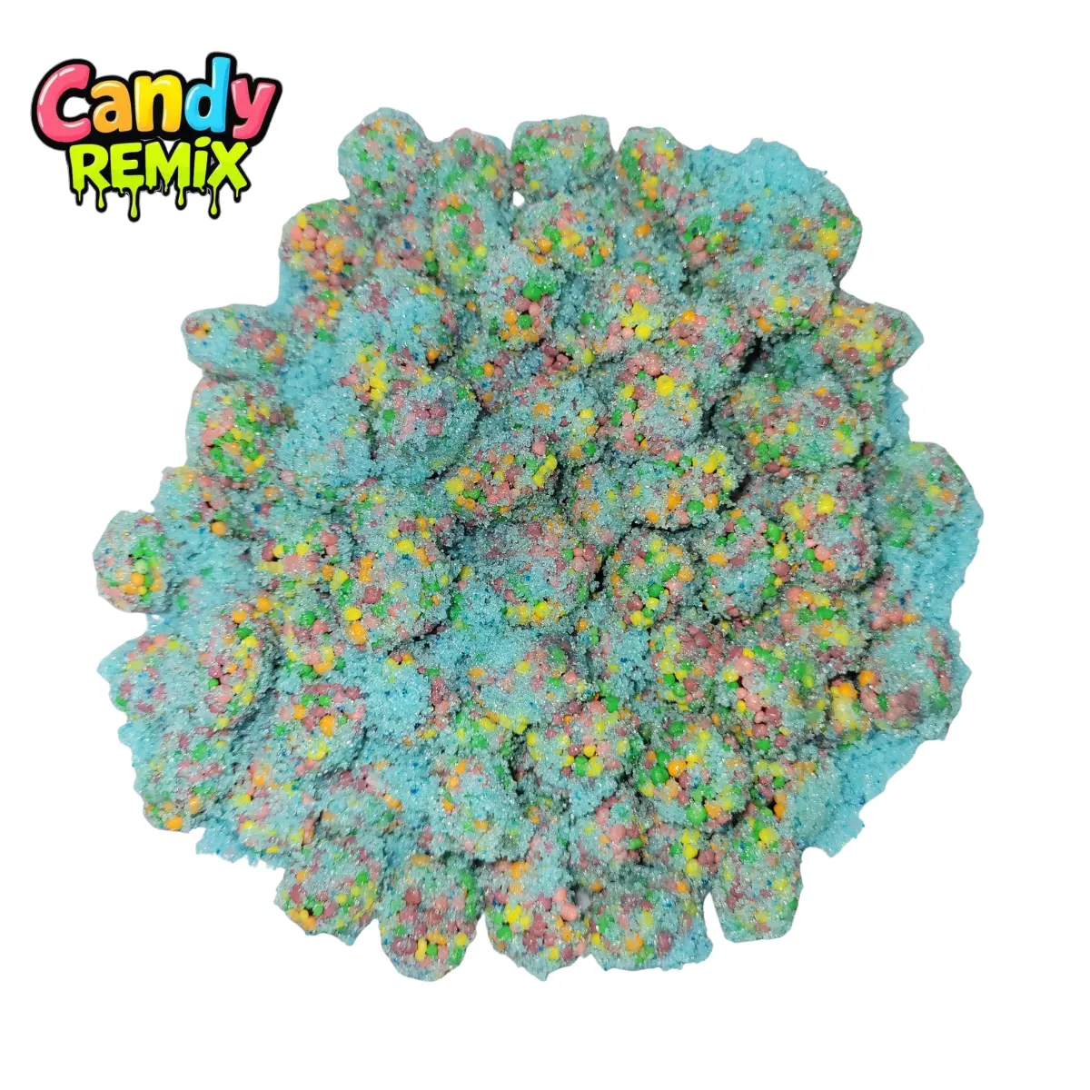 Candy Remix Extreme Sour Rainbow Crunch Clusters Viral Snacks, 4oz Hard Gel Candies with Multiple Bold Fruit Flavors - Small Batch, Room Temp Storable Treat