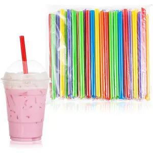 600 count 8.66 Inch  Smoothie Straws Bulk  12-24 oz Disposable Cups Large Plastic Bubble  Straws Wide-Mouthed Individually Wrapped  Tall Milkshakes Drinking(Classic Color)