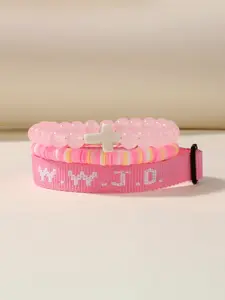 Christian Cross Wwjd Bracelet Set, Woven Cord Bracelets, Crystal Bead Elastic Bracelets, Handmade Religious Jewelry, Stackable Bracelet, Pretty Bracelet