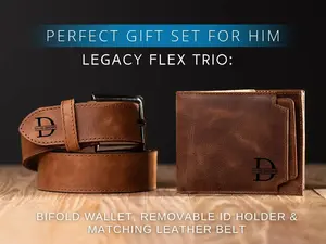 Personalized Leather Gift Set for Him, Leather Wallet with Removable Card Id Holder, Anniversary Gift for Him, Birthday Gift for Husband minimalist wallet