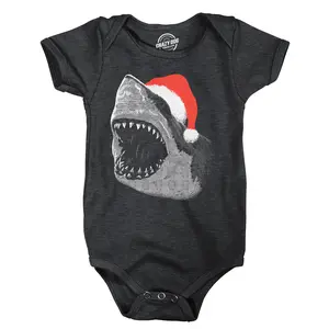 Santa Jaws Baby Bodysuit Funny Sarcastic Christmas Graphic Novelty Jumper For Infants Funny Baby Onesies Christmas Clothes for Baby Funny Shark Onesie Novelty Onesie Black -
