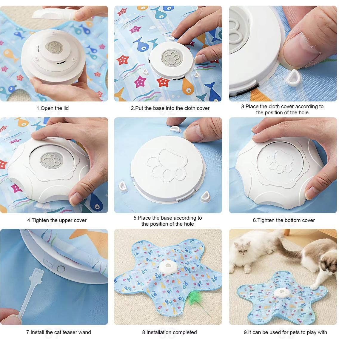 Interactive Unpredicatable Moving Feather Cat Toy , Hide and Seek Rechargeable Cat toy for bored cat,Automatic Chargeable，Indoor Exercise & Boredom Relief for All Breeds