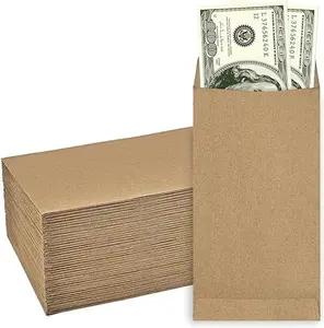 100 Pack Kraft Cash Envelopes for Budgeting, 6.7 x 3.5 Inch | Large Pack of Self-Adhesive Money Envelopes for Cash or Coins | Organization Envelopes for Checks, Jewelry, and Small Items