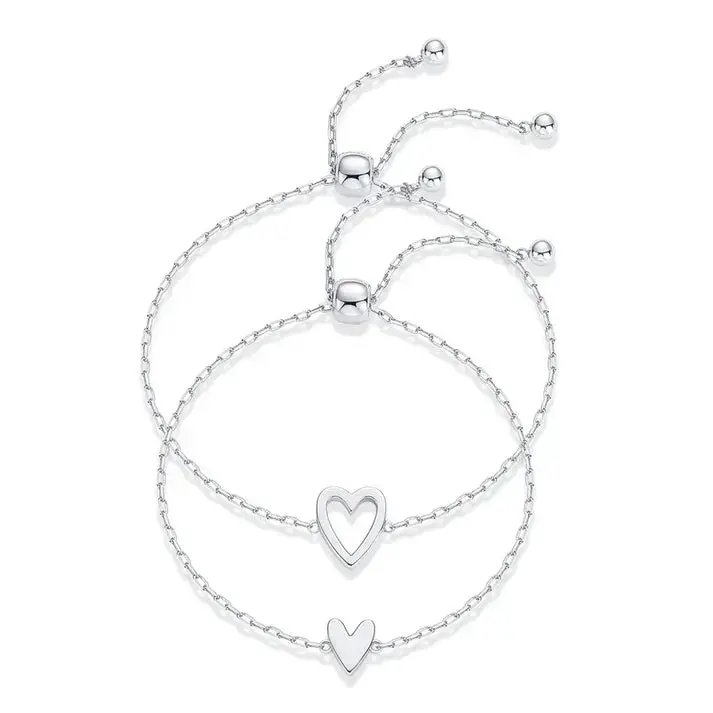 Matching Heart Bracelet Set - Fashionable Bracelet with Heart Charm, BFF Friendship Gift, Party Favor for Best Friends