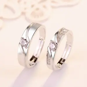 Adjustable Eternity Statement Couple Ring Set - Paris-Inspired Y2K Costume Jewelry, Bridal Wedding Engagement Promise Accessory, Birthday Gift for Girlfriend