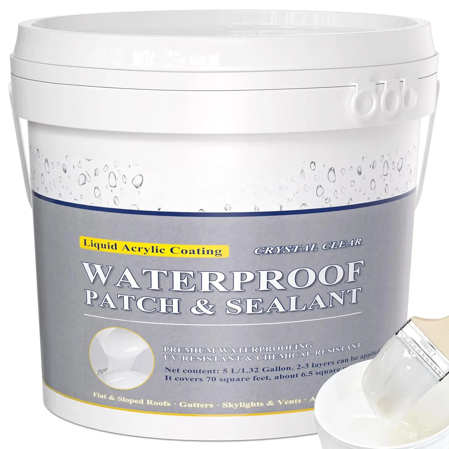 Invisible Waterproof Agent, 1.32 Gal  Waterproof Sealant, Waterproof Glue, Transparent Waterproof Coating Agent, Transparent Waterproof Adhesive Indoor and Outdoor Coating Liquid Rubber Sealant