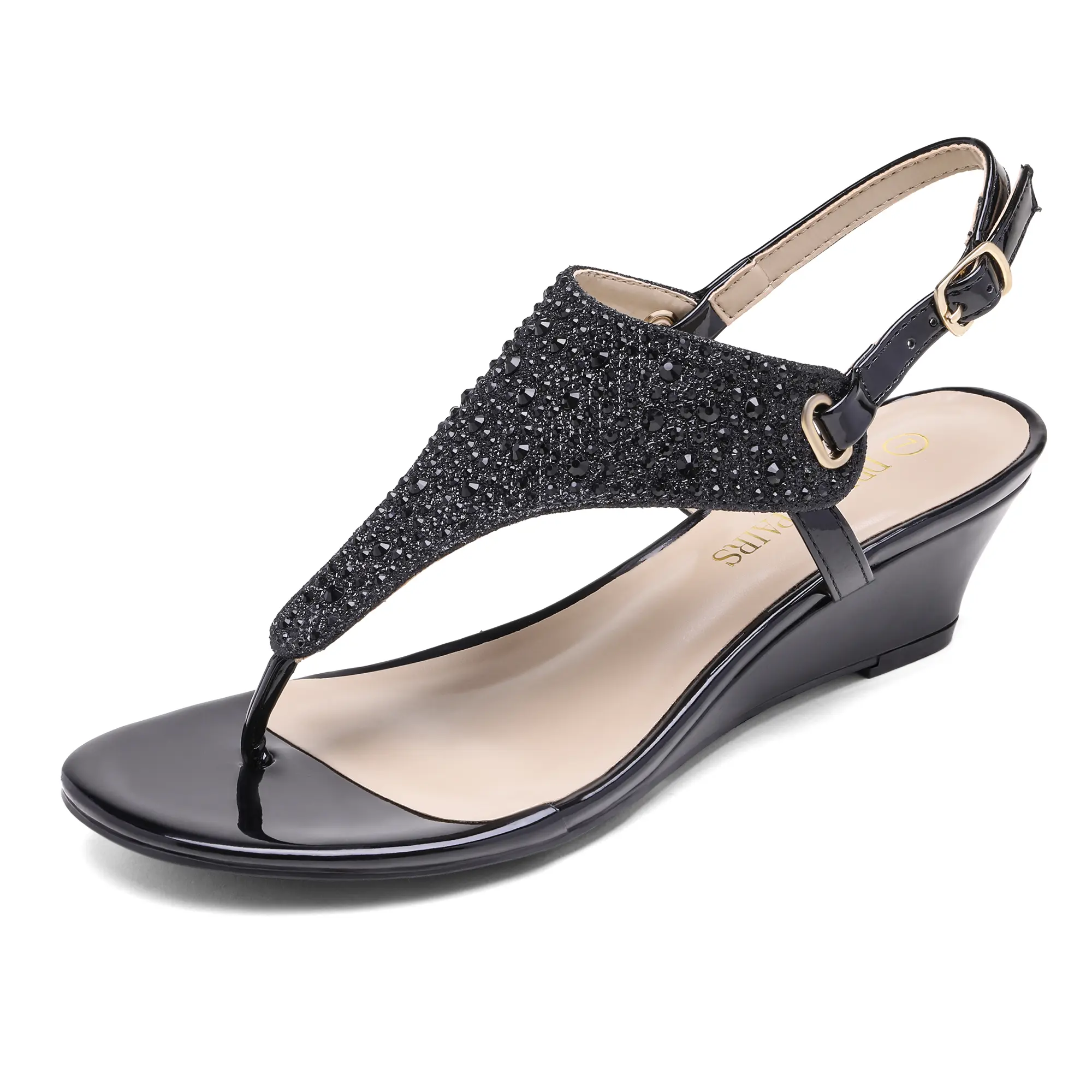 black wedge dress sandals Nine West Presa Wedge Sandal | Women's | Black | Size 6.5 main image 1