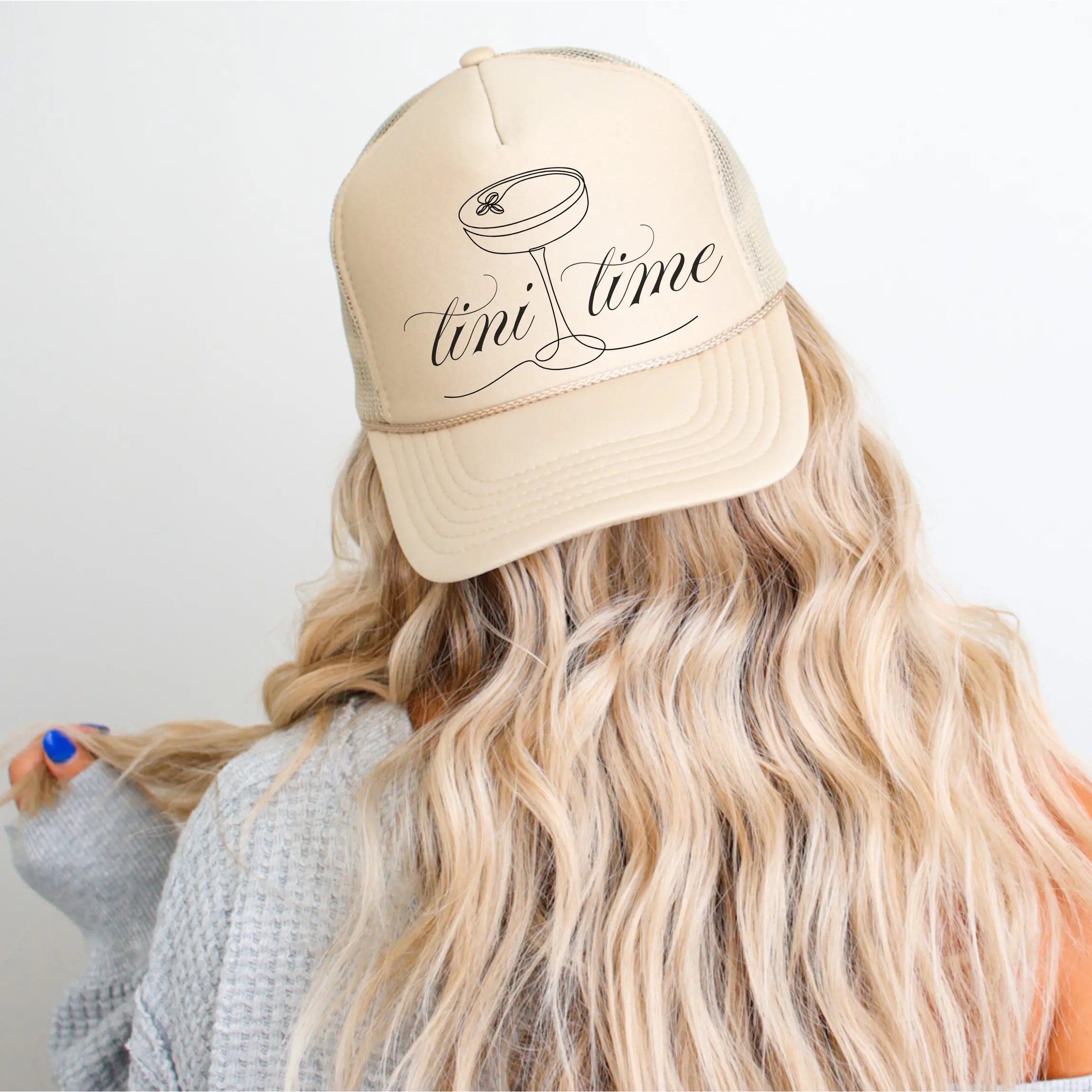 tini time Martini Glass Foam Front Trucker Cap/Mid Profile Foam Front Trucker Cap