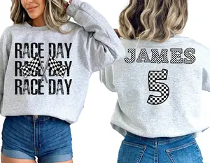 Custom Race Day Sweatshirt – Retro Checkered Vintage Car Racing tee