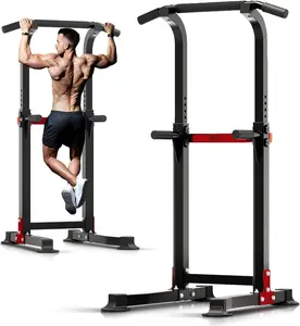 Pull Up Bar Dip Bar Squat Rack Workout Dip Station Height Adjustable Free Standing Chin Up Bar