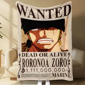 One Piece Tony Tony Chopper Wanted Poster, Cute Anime Character Bounty Design, Soft Flannel Fleece Throw for Sofa Couch Bed Travel, Custom Flannel Blanket blankets