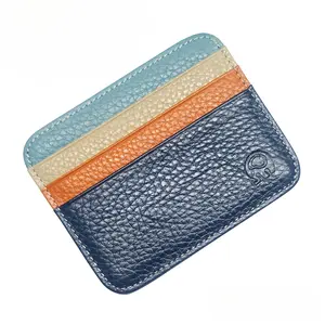 Genuine Leather Slim Wallet Men's Minimalist Card Holder RFID Blocking Front Pocket Wallet with ID Window Credit Card Organizer for Men Thin Bifold Coin Purse