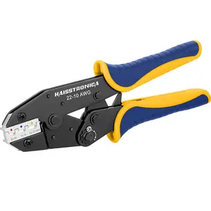 haisstronica Crimping Tool For Heat Shrink Connectors-AWG 22-10 Ratchet Wire Terminal Crimper-Ratcheting Crimper Tools-Available For Insulated Nylon Connectors and Electrical Wire Connectors HS-8327,Father's Day Gift