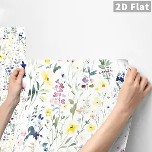 1PC QT Peel and Stick Decorative Wall Sticker | Floral Watercolor Wildflower | Matte PVC | Removable Waterproof Oil-Proof | DIY Home Decor for Kitchen Backsplash, Bathroom, Bedroom, Furniture & Stairs