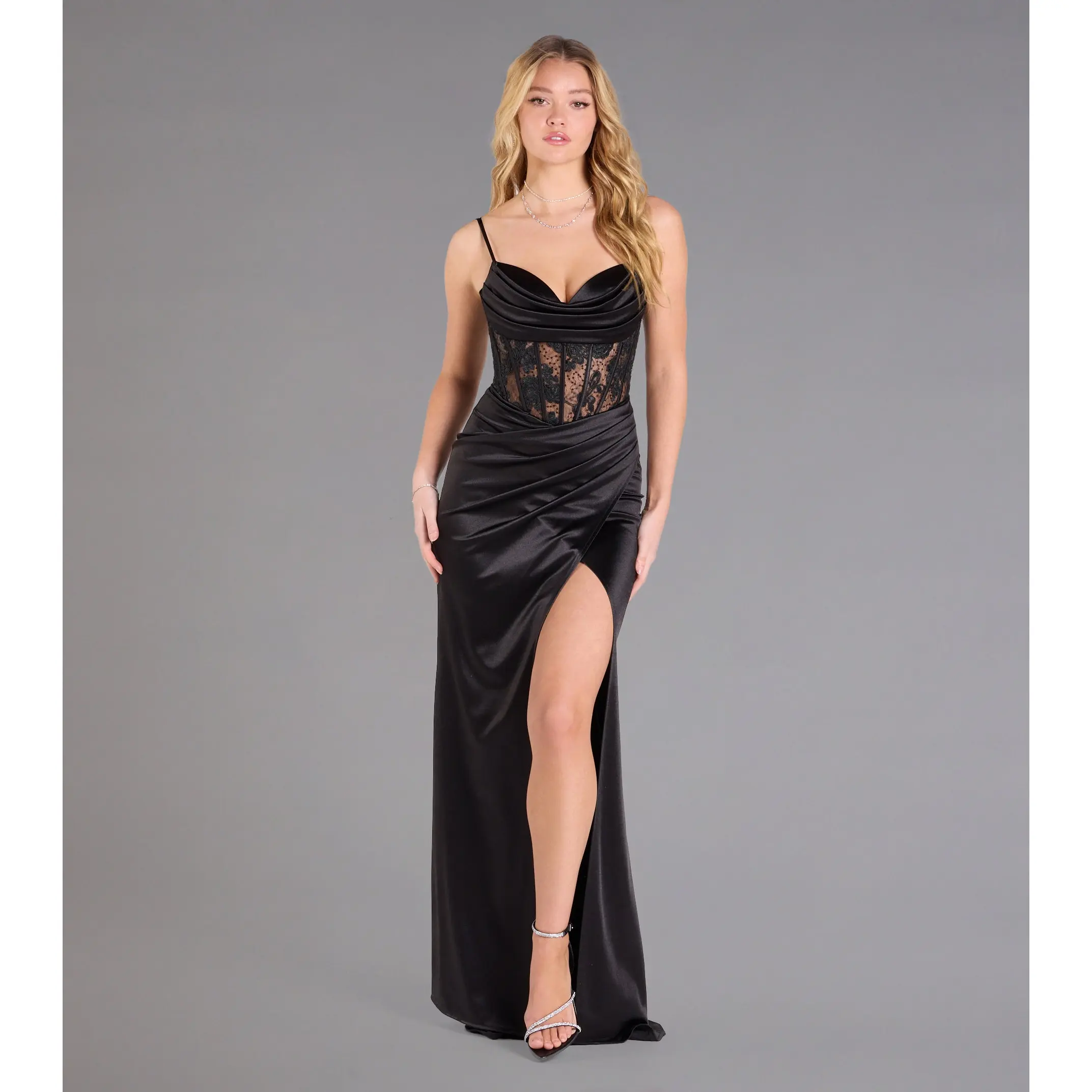 Idra Lace Corset Satin Wrap Formal Dress - TikTok Shop Idra Lace Corset Satin Wrap Formal Dress - TikTok Shop