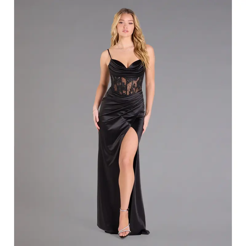 Dylan & Davids Corset Satin Formal Evening Dress - TikTok Shop