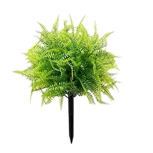 1 pcs  Artificial Boston Ferns with Ground Spike , UV Resistant Lifelike Faux Ferns for Outdoors, Artificial Plants Evergreen Shrubs Bushes for Front Porch Garden Home Decor