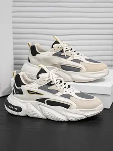 Men's Trendy Patchwork Colorblock Dad Shoes, Road Running Shoes, Sports Running Shoes, Sporty Running Shoes, Running Athletic Shoes, Breathable Mesh Upper, Thick Sole, Anti-Slip, Vintage Style Casual Running Sneakers, Shoe For Runners
