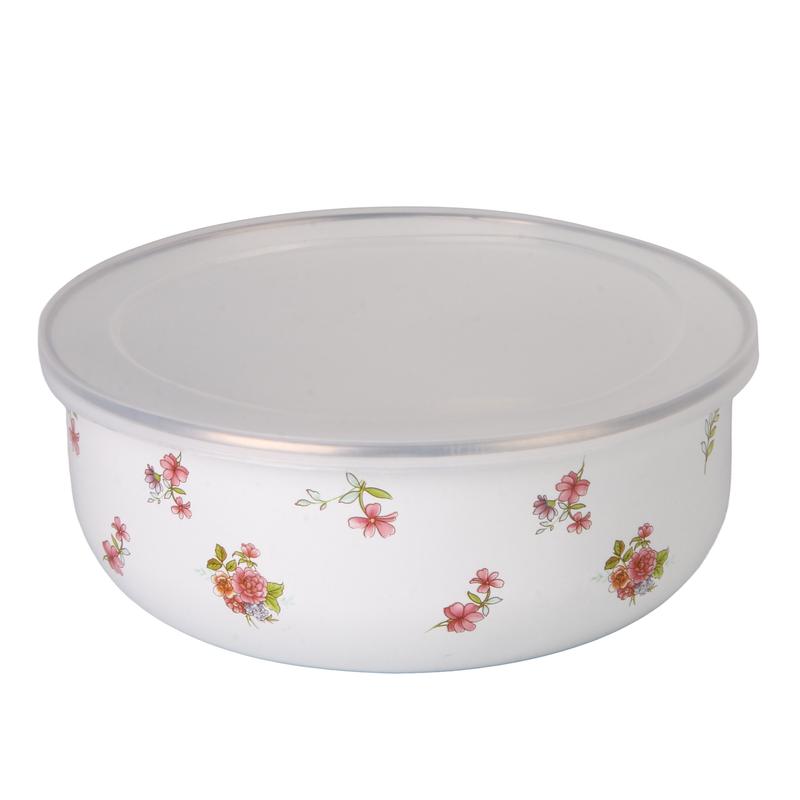 5pcs Set Blue Floral Enamel Food Storage Bowls with Lids, Multi-Functional Microwave Safe Containers for Rice Salad Noodles, Salad Serving Bowls