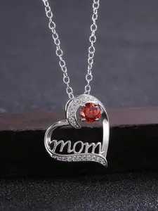 Heart-Shaped Fake Gemstone Necklace, Elegant Mom Spell Out Pendant, Perfect Gift for Mother's Day and Birthday, All-Season Jewelry