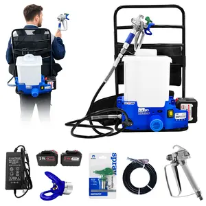 Cordless High Efficiency Airless Paint Sprayer, 21V Battery Powered Backpack Sprayer, 1.6 Gallon Tank, 0.66 GPM High Pressure, 6-Speed Adjustable, 5 ft Hose, Includes 2×6.0Ah Batteries, HEA Technology Reduces Overspray Up to 60%, Easy to use anywhere