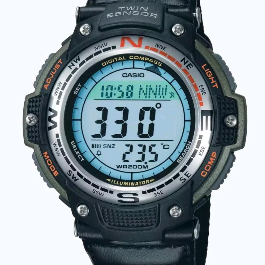 SGW100B-3A New Casio Digital Twin sensor 5 Alarm men' s latest watch