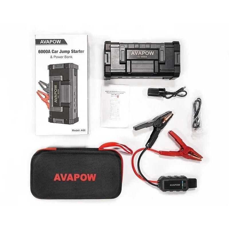 6000A Car Battery Jump Starter(for All Gas or up to 12L Diesel) Powerful Starter with Dual USB Quick Charge and DC Output,12V Pack Built-in LED Bright Light