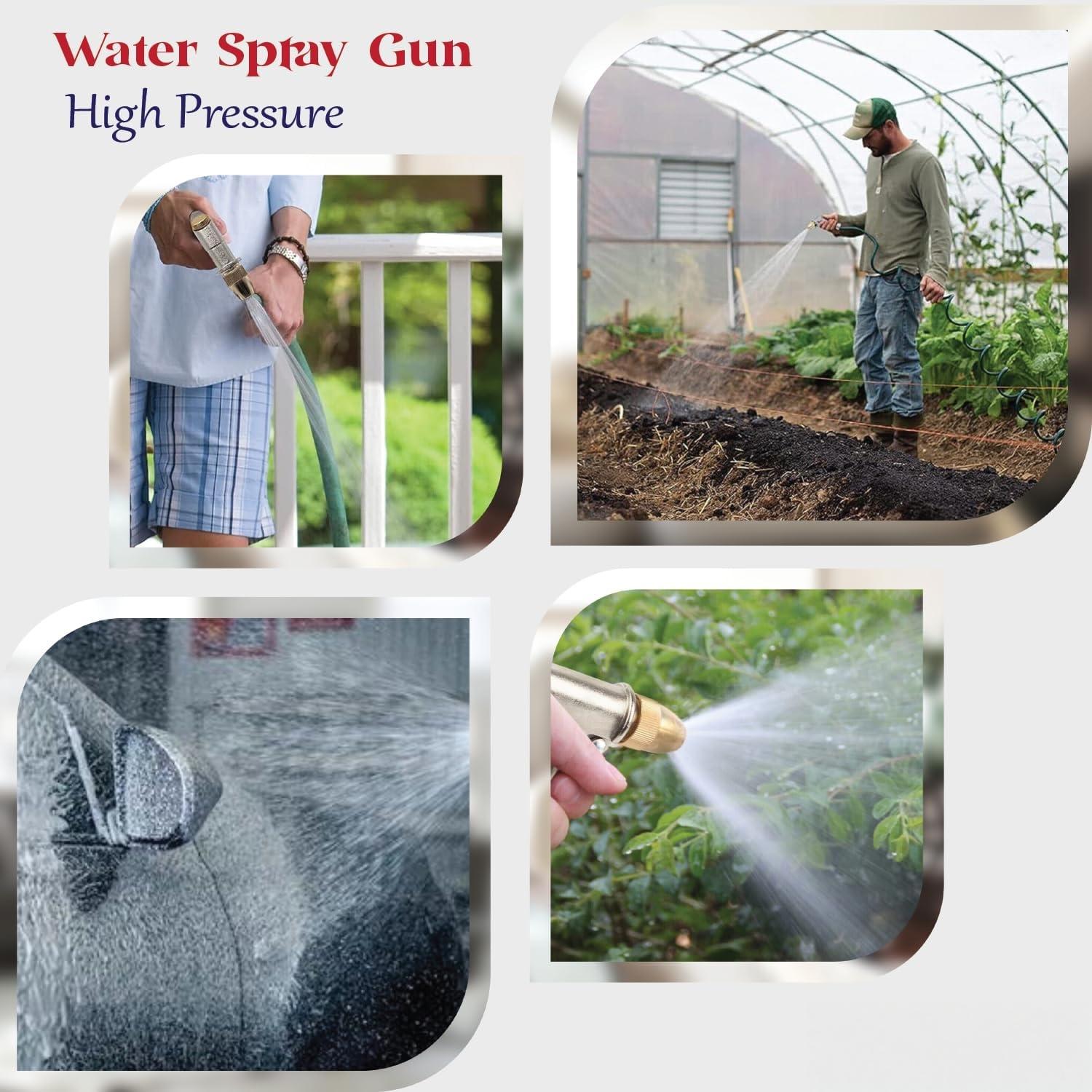 Heavy Duty High Pressure Hose Nozzle 100% Metal Brass Head Water Spray Gun for Garden Lawn Car Washing Outdoor Power Washer Commercial Chemical Sprayer Attachment Stainless Steel Flexible Heavy Duty High Pressure Hose Nozzle 100% Metal Brass Head Water Spray Gun for Garden Lawn Car Washing Outdoor Power Washer Commercial Chemical Sprayer Attachment Stainless Steel Flexible