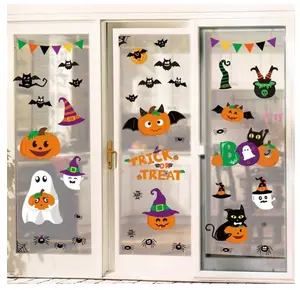 Halloween Decorations Indoor Window Clings Decor, Large Cute Pumpkin Ghost Black Cat Bat Trick or Treat Window Decals for Glass Windows, Kids School Home Office Party Window Stickers, 4 Sheets Spooky Pack