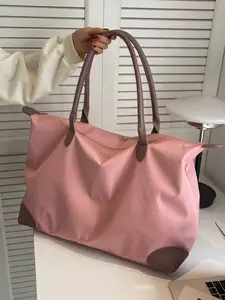 Waterproof Pink Tote Travel Bag - Nylon Material with Handles for Travel Uses 45 cm Size 0.8 kg Weight
