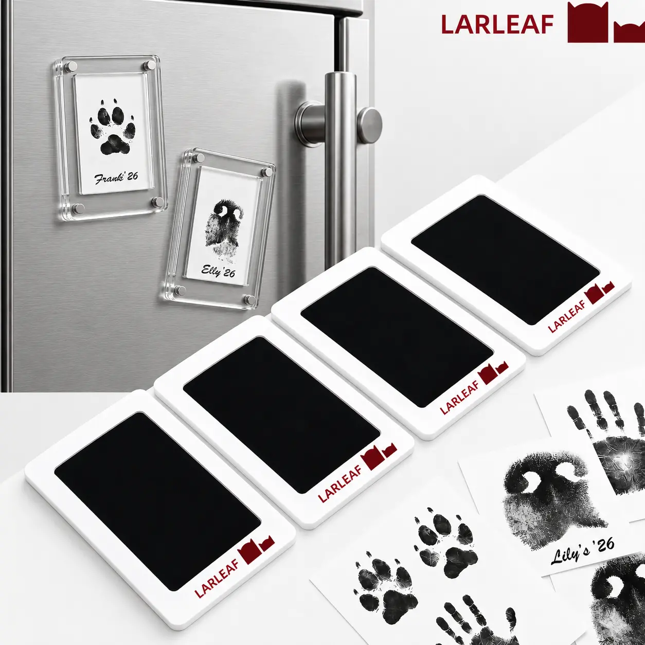 Fridge Magnet Paw Print Kit, 4-Pcs Ink Pads + 2 Fridge Magnets, Mess-Free Stamp Pad for Dogs & Cats,  Clean Touch Ink Pad, Dog Paw & Nose Print Kit, Keepsake Memorial Gift For Pet Dogs And Cats, Pet Memorials, Dog Stuff #Summervibes # sohochic