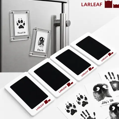Fridge Magnet Paw Print Kit, 4 Ink Pads + 2 Fridge Magnets, Mess-Free Clean Touch Stamp Pad for Dogs/Cats, Pet Memorials, Rainy Day Activities Growth Milestone Keepsake Gift, Dog & Cat Memorial Accessories
