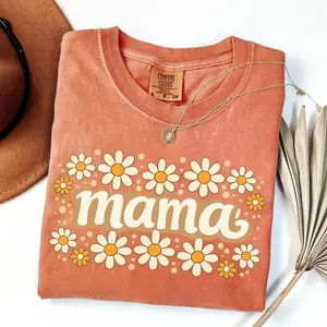 Comfort Colors Daisy Mama Shirt, Retro Floral Mom Tee, Trendy Spring Gift