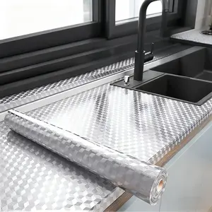 Silver Color Thick Aluminum Foil Moisture Barrier Mat, Waterproof Oil-Proof Kitchen Pad, 2 Meter Anti-Mold Protection