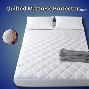 US Most Selling Mattress Protector - Quilted Cover Pad with Elastic Band, Breathable Vinyl Design, Waterproof & Microfiber Fabric, Available in Multiple Sizes
