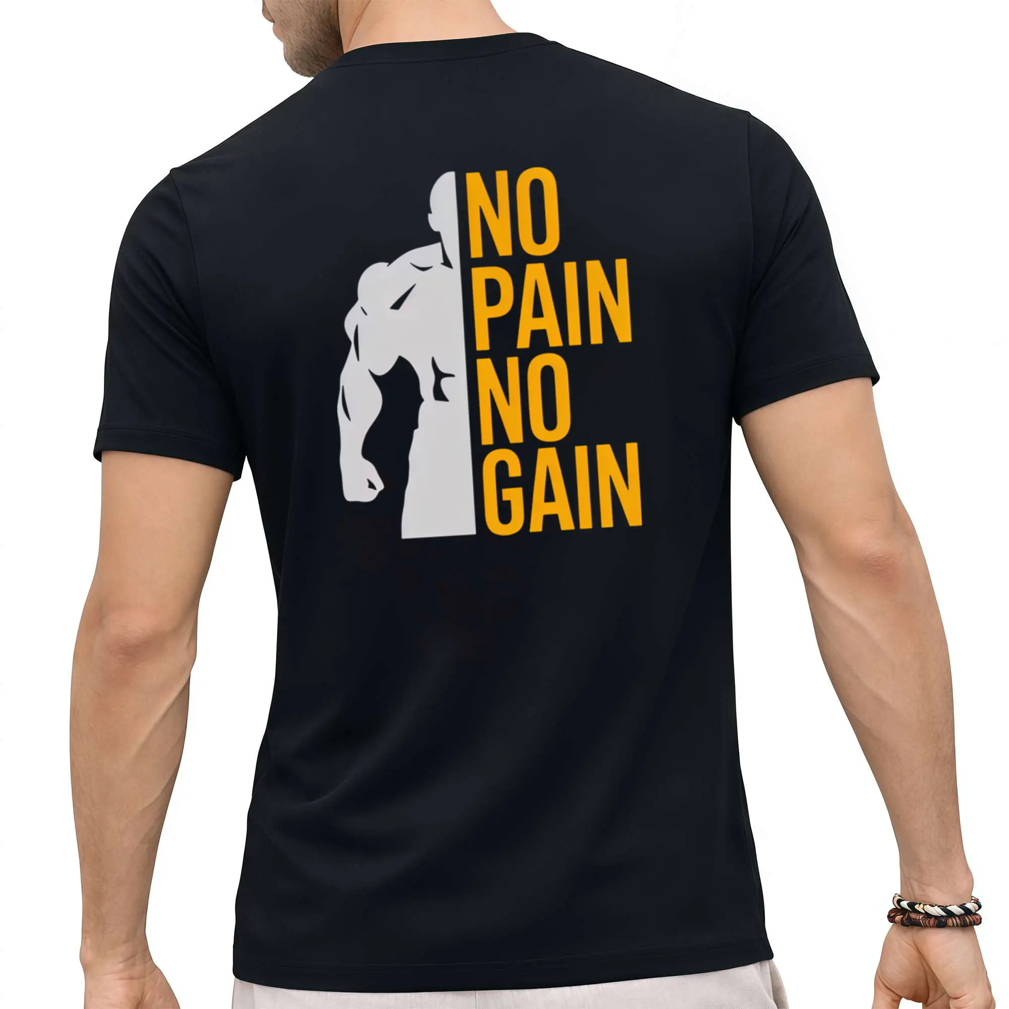 Men's Oversized Gym T Shirt, No Pain No Gain Graphic Workout Tee, Breathable Short Sleeve Bodybuilding Shirts, Casual Streetwear Athletic Tops for Training Fitness Running, Activewear T Shirt, Workout Clothes