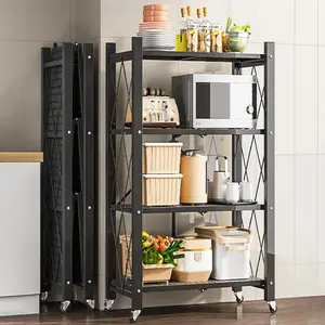 Joybos Foldable Storage Shelving Unit with Lockable Wheels, Space-Saving Organizer Rack for Home and Office, Freestanding Metal Rack, White rotatablerackshoes Space-Saving balcony plantstand stable garage storage holders & racks