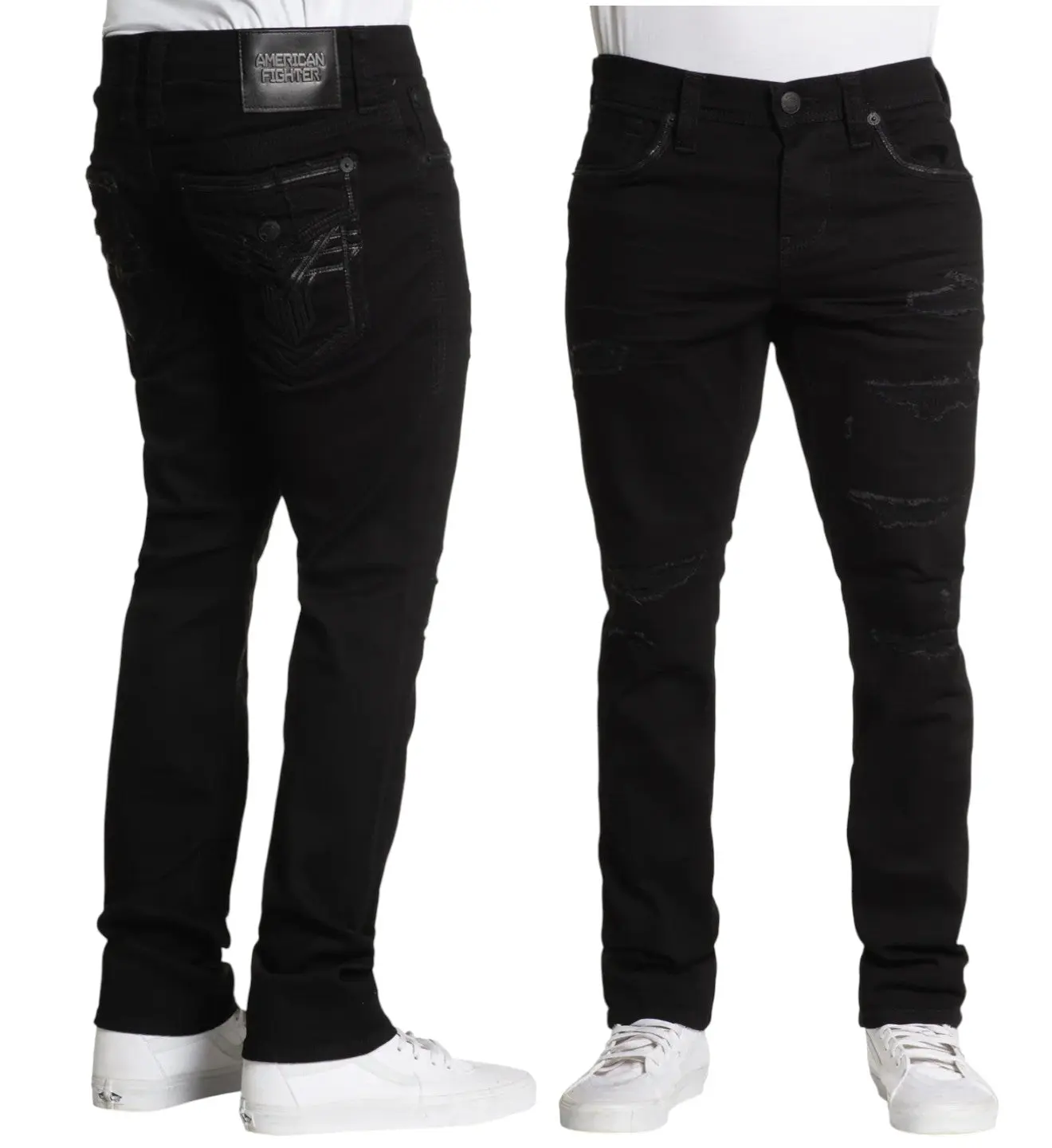 American Fighter Men's Denim Jeans - Defender Black Rinse, 34" Inseam, Plain Casual Menswear Bottoms