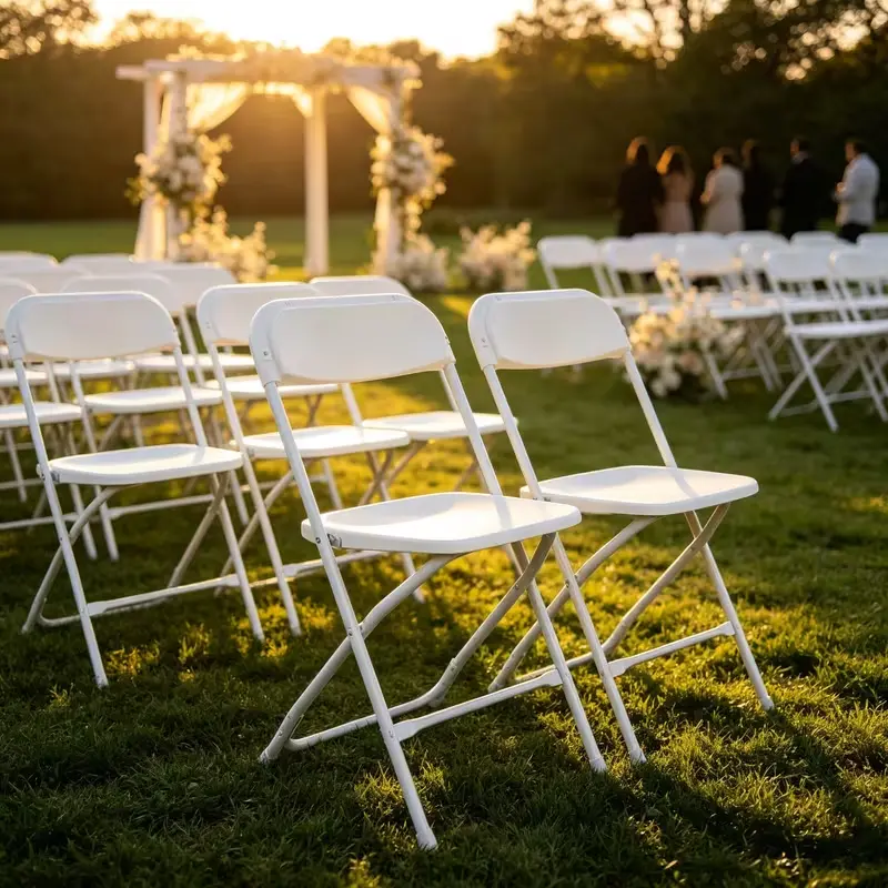 Heavy-Duty Foldable Chairs - Ergonomic Back, 350 Lbs Weight Capacity, Stackable, Portable, Outdoor Ready, Wedding, Party, Meeting Room, Patio and Garden, White,dorm essentials,home decor