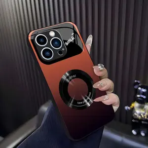 Gradient Glass Magnetic Phone Case for 【iPhone 15 Pro】, Luxury Matte Shockproof Cover with Camera Lens Protector 666
