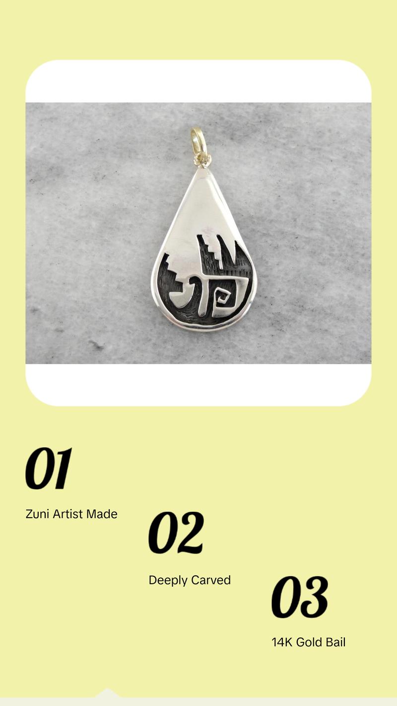 Native American Tear Drop Pendant with Abstract Tribal Design