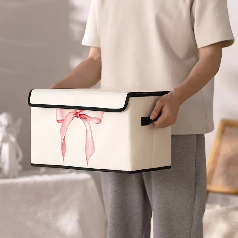 Butterfly Pattern Storage Box with Handles, Bedroom Closet Organizer, Bedside Storage for Clothes Blankets Sheets Toys