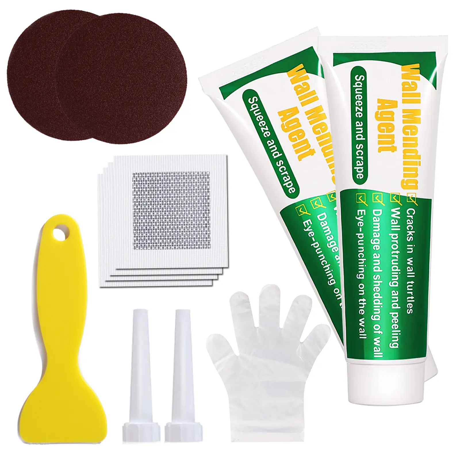 Drywall Repair Kit Plasterboard Wall Surface Hole Patch Set with Scraper Sandpaper for Easy Wall Fixing and Smoothing