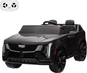 【Christmas Gift】Black 24V Two Seater Licensed Cadillac Ride On Car For Kids With Remote Control Powerful 130W Motors Music Led Lights Spacious Design Full Wheel Suspension Black