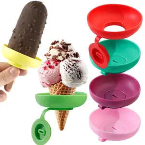 Double Duty Design Silicone Popsicle Holder 6PCS ,Cone Stand, Summer Ice Cream Drip Catcher, Leak Proof Pop Support with Drip Guard， Portable Children's Ice Pop Tray for Travel，Picnics Dishwasher Safe, Summer Party Activities Supplies