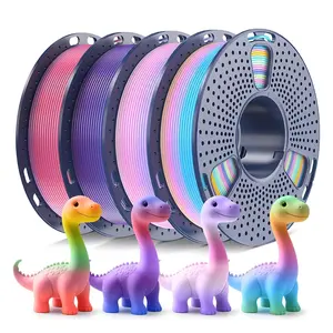 4 Rolls (4 Spools) Sunlu Rainbow PLA Filament Bundle - 1.75mm Wide Compatible for SUNLU 3D Printer, Fast Color-Changing Suitable for FFF/FDM Printers, Neat Winding & Color-Coded Spools for Hobbyists, Schools, Use