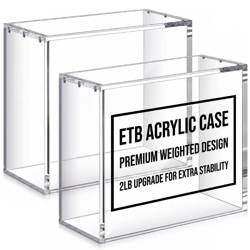 Weighted ETB Protector Case - 5+8mm Clear Acrylic Display Box, Compatible with Elite Trainer Box, 2-lb Version