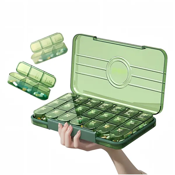 7-Day BPA-Free Pill Organizer with Detachable Daily Compartmentalized Boxes, Waterproof Portable Medication Storage Case for Vitamins & Supplements, Large-Capacity Travel Home Organizer