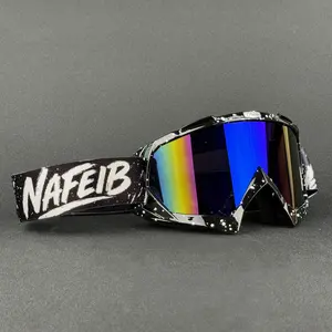 High-performance motorcycle goggles with a TPU frame and colored PC lenses—windproof, dustproof, scratch protection safety glasses suitable for ATV riding, racing, and skiing; off-road bicycle goggles with dust protection.